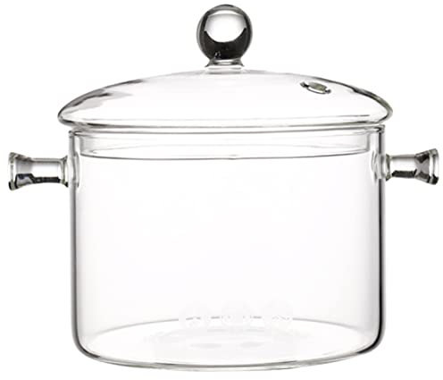 LXYDPZ Clear Glass Kitchen Glass Saucepan with Cover, 1400Ml Heat Resistant Glass Cooking Kitchen for Soup Pasta Noodle, Electric Cooktop Ceramic/Microwave Safe,B (A) (B)