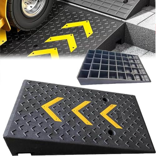 Generisch Bordsteinrampe Auffahrtrampe Gummirampe,Auffahrrampe pkw,Hoch 10-25cm,Mit Stabiler Gitterstruktur,Rollstuhlrampe,Für Auto,Rollator,Motorrad,Rollstuhl,20x31.5x4.7in/50x80x12cm