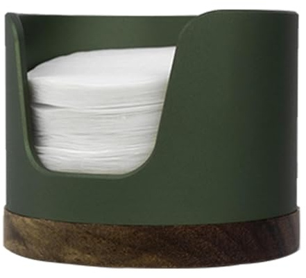 Dispenser per filtro caffè, porta filtro caffè portatile, rondella rotonda con timone, porta filtro di carta ESP Lesso con coperchio, contenitore leggero antipolvere con coperchio, stile vintage