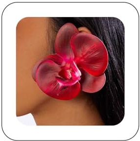Inilbran Boho Blue Butterfly Orchid Stud Earrings - Vintage Phalaenopsis Flower for Bridal and Women