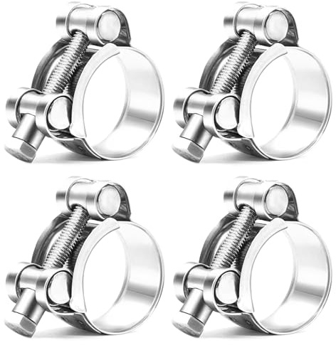 Yemiany 4 Stück 304 Auspuffschellen 60-63 mm, Gelenkbolzenschelle Edelstahl, Auspuff Schelle, Schlauchschellen Edelstahl, Spannbackenschellen