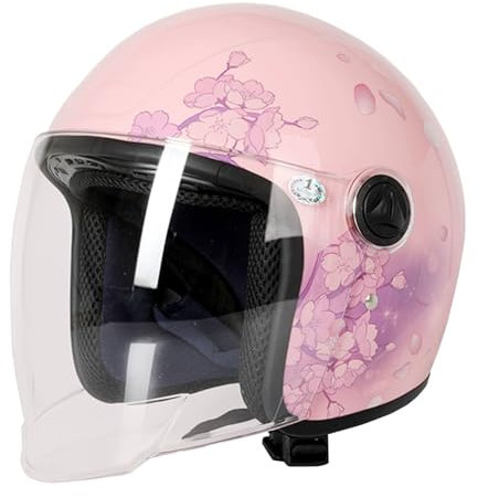 Roller-Helm für Frauen und Herren Im Edlen Vintage-Look, Qualität Nach ECE-Norm, Jet-Helm mit Sonnen-Visier