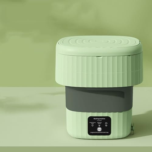 Tousiyra Lavatrice Portatile 9 L, Mini Lavatrice Pieghevole con Centrifuga, Ideale per Campeggio E Viaggio, Perfetta per Biancheria Intima, Calzini E Oggetti Piccoli,Green