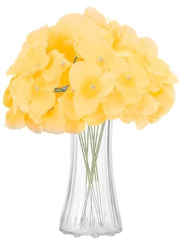 sourcing map Lot de 10 fleurs d'hortensia artificielles de 40,6 cm en soie au toucher réaliste pour la maison, la cuisine, les fêtes, la décoration de mariage, jaune