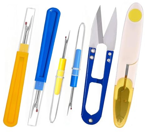 6PCS Seam Ripper Kit – 2 Large 2 Small Stitch Unpicker Tools with Thread Scissors – Sewing Repair Tools for DIY Needlework