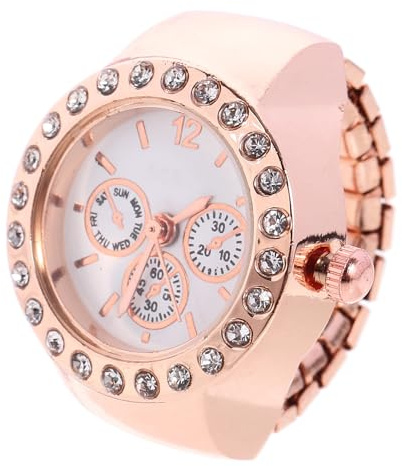 FOMIYES Elastische Quarz Fingeruhr mit Legierung und Glas für Damen | Ring Design, Lässig für Casual Events und Dating, Passend für Familie und Kollegen