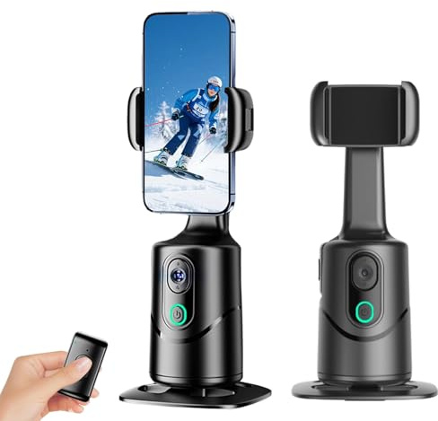 Handy Stativ mit Automatische Gesicht Verfolgung, 360° Drehung Verfolgung, Keine App, Selfie Stick Stativ mit Fernbedienung und Gestensteuerung für Vlog/Tik Tok Live Videoaufnahme
