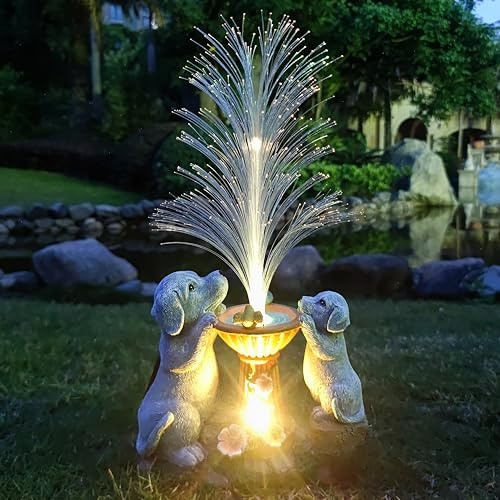 Yardancer Solar Dog Garden Statues，LED Lights Outdoor with 7 Multi-Color Changing Modes Solar Garden Decor Yard Lights Outside Patio Lawn, Gifts for Mom Grandma Women Birthday