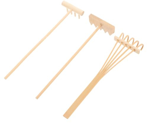 Sosoport 3pièces Râteaux Miniatures Bambou Naturel pour Jardin Zen Et Sable Accessoires Feng Shui Décoration Maison Bureaux Et Boutiques