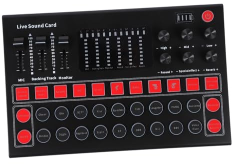 DIYEAH Changeur de Voix Portable Carte Audio en Plastique Noir Effets Sonores Intégrés Surveillance Instantanée pour Téléphone Mobile pour Live Show et Streaming