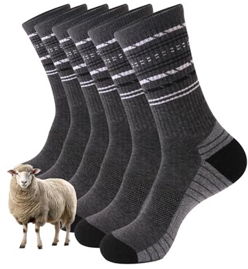 Atforna Merino vandringsstrumpor herr, utomhusstrumpor trekkingstrumpor, merinoull sportstrumpor löparstrumpor unisex, andas och vadderade, 3 par, A-mörkgrå-3P, 43-46 EU