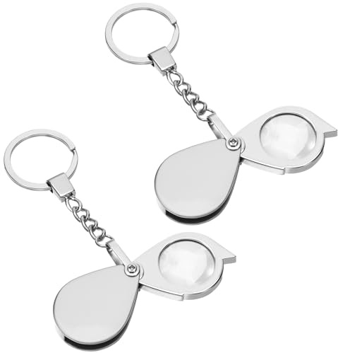 2 Stück 20-Fache Mini Lupe, Juwelier Lupe Taschenlupe Faltlupe Vergrößerungsglas Faltbare Leselupe Tragbare Lupen Schlüsselanhänger Handlupe für Lesen Bücher, Edelsteine, Schmuck, Zeitungen Landkarten