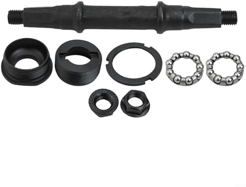 Honseadek Kit de eje de pedalier cuadrado para bicicleta con copas y rodamientos, metal duradero para bielas de bicicleta, repuesto de eje para bicicleta lisa
