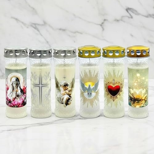 Horeca Candles - Bougies Funéraires avec Couvercle Protecteur - Durée 7 Jours - Lot de 6 Bougies Votives pour Cimetière et Tombe - Bougie Commémorative Sans Parfum pour Hommage & Commémoration