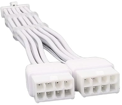 AMISENK PCIe5.0 12VHPWR GPU Cable 2x8PIN To 16PIN GPU Extension Cord For Modern Graphics Card With White Textured Aesthetics High Performances Graphics Card Cable