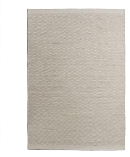 Steffensmeier Handweb Teppich Berlin | Wolle, Creme, handgewebt, Größe: 160x230 cm Wohnzimmer und Schlafzimmer