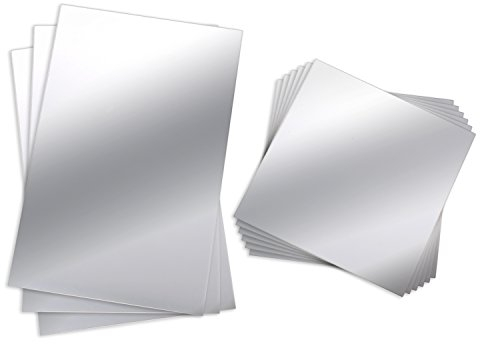 BBTO 9 Stück Selbstklebende Bastelspiegel, 15,2 x 22,9 cm, 15,2 x 15,2 cm, Acryl-Spiegelfliesen, klein, rechteckig, flexibel, selbstklebend, kein Glas, Kunststoff, Spiegel-Wandaufkleber