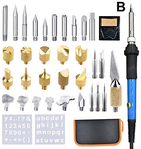 Soldering 37 Pcs/Set Electric Soldering Iron Engraving Tools for Wood Embossing Pyrography - (Color: US, Plug Type: US)