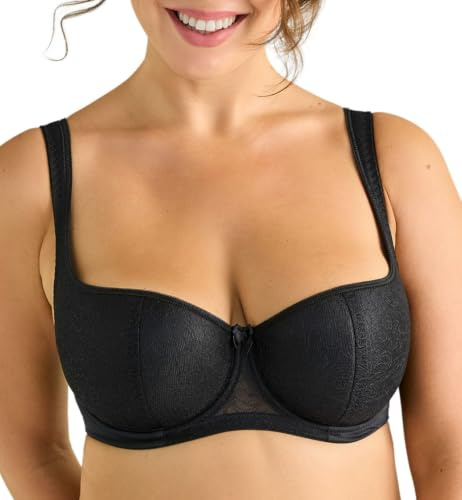 ROSME Women's Lace Balconette Bra Push-Up Effect Scoop Neck Underwire Bra