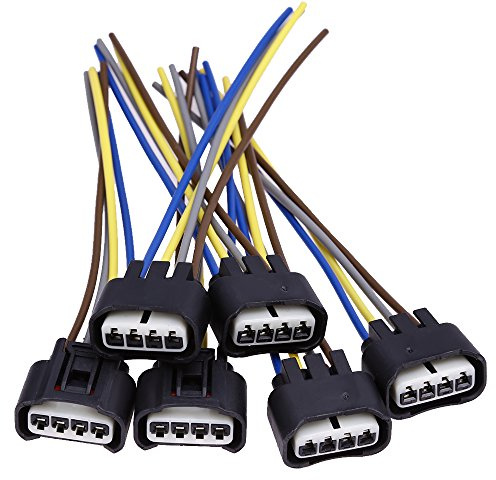 Zreneyfex 6Pcs Female Connector Plug 90980-11885 4-Way Harness Ignition Coil Replacement for Toyota Replacement for Lexus
