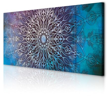 decomonkey Wandbilder Mandala 100x40 cm 5 Teilig Leinwandbilder Kunstdruck | Bild auf Leinwand, Wanddeko, Wohnzimmer, Wanddekoration, Modern, Abstrakt, Orient
