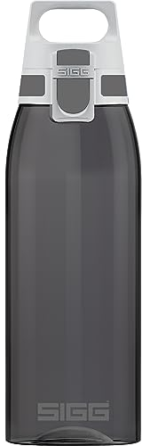 Sigg Total Color Anthracite Botella cantimplora (1 L), botella hermética sin sustancias nocivas, botella resistente y ligera de plástico tritán