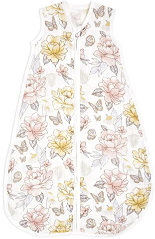 aden + anais™ Schlafsack, 1,0 TOG Wert, tragbare Decke für Babys, Bunte Muster für Mädchen & Jungen, Schlafsack für Neugeborene aus 100% Bio-Baumwoll-Musselin, Earthly (6-18 Monate)