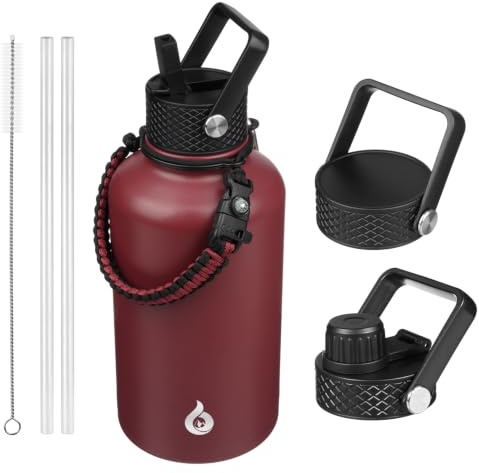BJPKPK 64oz Insulated Water Bottle, Half Gallon Water Jug with Straw Lid