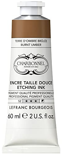 Lefranc Bourgeois 301552 Charbonnel Kupferdruckfarben, hochpigmentierte Tiefdruckfarbe, hervorragende Lichtechtheit, lebendige Farben, alterungsbeständig, 60ml Tube - Burnt Umber