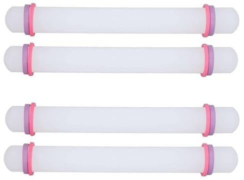 4 Stück Fondant-Nudelholz, Fondant-Roller, Kunststoff-Nudelhölzer, kleine Nudelholz-Teigrolle mit dicken Ringen, Antihaft-Oberfläche, breite Anwendung