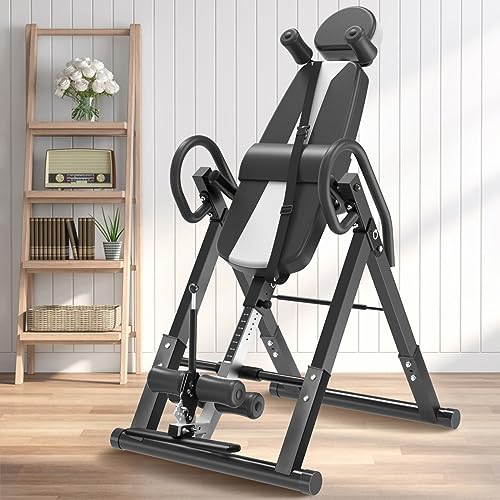 DnKelar Schwerkrafttrainer mit Verstellbarer Kopfstütze und Schutzgürtel, Inversion Table, 3 Inversionswinkeln, Bauchtrainer für Zuhause, Inversionsbank