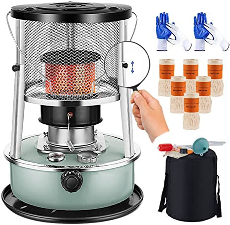 Non Electric Heaters For Indoor Use 4.5L Large Kerosene Stove Heater Portable Heater Camping For Tent Home Barbecue Workshop Heater Greenhouse With Lift Design, Fall Protection And 6 Spare Wicks