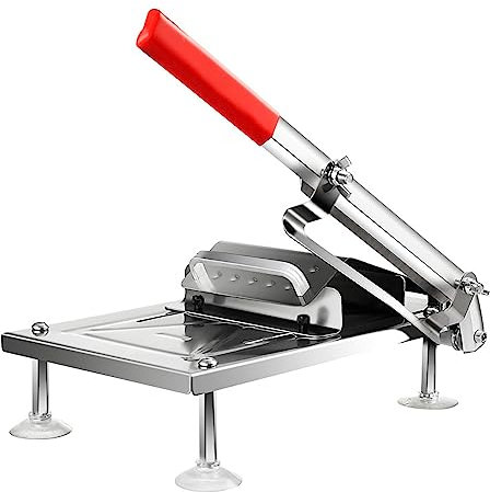 HUHJYUGE Manual Meat Slicer Stainless Steel, Frozen Meat Slicer Adjustable Thickness, Meat Cutter Machine Multifunctional, for Home Cooking of Hot Pot Shabu Shabu Korean Bbq