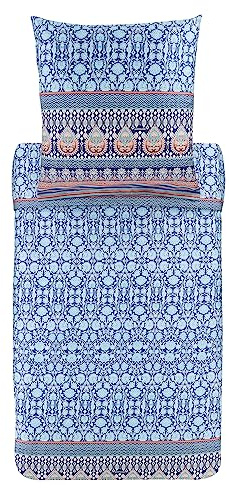 Bassetti MIRA Bettwäsche + 1 Kissenhülle aus 100% Baumwollsatin in der Farbe Blau B1, Maße: 155x220 + 1 K 80x80 cm - 9325843