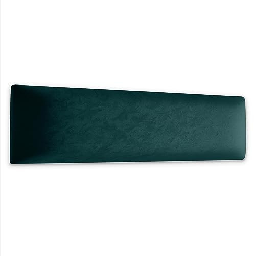 Muralo Panel de Pared Tapizado de Terciopelo - 100x20 cm, Turquesa | Cojín de pared acolchado en terciopelo, efecto 3D, montaje en la pared con adhesivo, ideal como cabecero de cama o respaldo