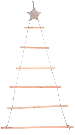 LIFKOME Holz Weihnachtsbaum Wanddekoration Hängende Strickleiter Aus Naturholz Weihnachtsdeko Für Feiertage Und Silvester