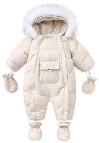 Acuryx Bebé Niñas Trajes de Nieve Niños con Guantes y Calcetines Mono Impermeable Mameluco de Invierno Chaquetas de Esquí Ropa de Abrigo Antivento