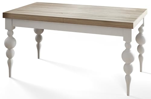 Rechteckiger Esszimmertisch Lena, ausziehbarer Tisch, Größe: 200-300X100X78,5 cm, Wohnzimmertisch Farbe: Sonoma, mit Tischbeinen in Farbe Weiß