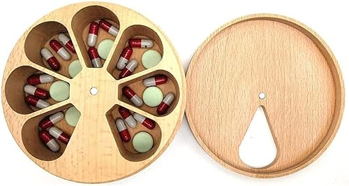 Organizzatore settimanale di pillole, Organizer for 7 giorni for compresse Scatola for medicinali in legno 7 scomparti Dispenser for medicinali di grande capacità Scatole for pillole for pillole, vita