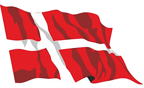 Indigos UG Auto Aufkleber Dänemark 10 cm - wehend - Autoaufkleber Fahne - Sticker Flagge - Heckscheibe, Spoiler, Tuning - UV-beständig und selbstklebend