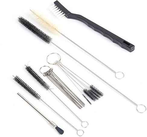 Kit de Nettoyage pour Pistolets de Pulvérisation, Brosses Pailles Métalliques, Brosse à Air, Outils Complets, Nettoyeur de Tubes de Machine à café, Buse de Tuyau, Mini Aiguilles