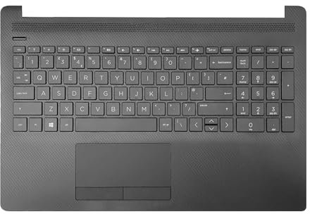 TECHNOLOGYVS LAPTOP REPLACEMENT PALMREST TOP COVER FOR HP 255 G7 UK TOP CASE KEYBOARD BLACK