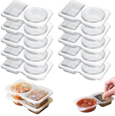 RCYHCY 10 Stück Aufbewahrungsdosen mit Deckel, Kleine Dosen mit Deckel Plastik, Mikrowellengeeignet, Auslaufsichere Saucenbecher, Dressingbecher, für Soßen Dips Gewürze