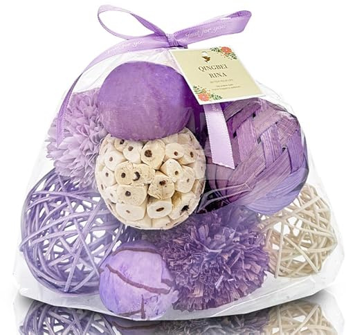 Qingbei Rina Purple Decorative Balls for Bowls,Assorted Vase Filler for Centerpieces,Wicker Rattan Balls Decorative Orbs Woven Spheres, Spring Bowl Fillers for Home Decor,Wedding(Lilac)