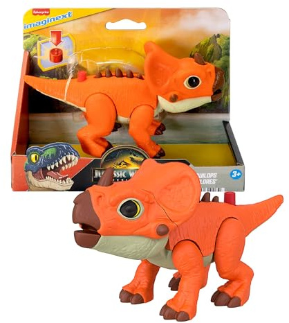 Fisher-Price Imaginext Jurassic World: Rebirth Dinosaur Action Figure with Kid-Activated Motion & Growing Spikes, 7.75-inch Aquilops Dino Toy, JGP99