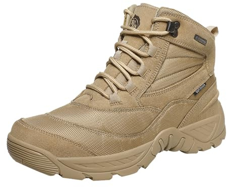 Cocey Botas de combate tácticas para entrenamiento al aire libre para hombre para aventuras en el bosque, beige, 47 EU