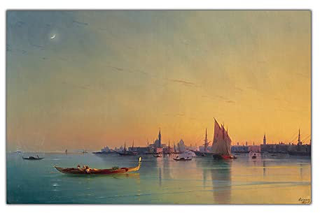 Malen-nach-Zahlen-Set für Erwachsene, Ivan Aivazovsky, die Lagune in der Nähe von Venedig, bei Sonnenuntergang, Ölgemälde nach Zahlen, Heimdekor, Geschenke