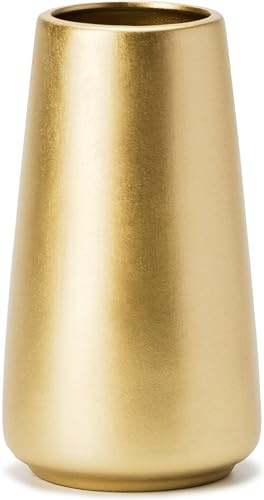 Vase à fleurs en céramique doré clair, 15 cm, pour la maison, la table, la décoration d'accentuation, minimaliste, moderne, en céramique, pour centres de table, décoration de chambre, salon, chambre à