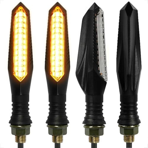 evermotor Intermitentes LED Moto, Homologados E32, Impermeables y Flexibles, Tornillo M10, 12V para Naked Scrambler Touring Street