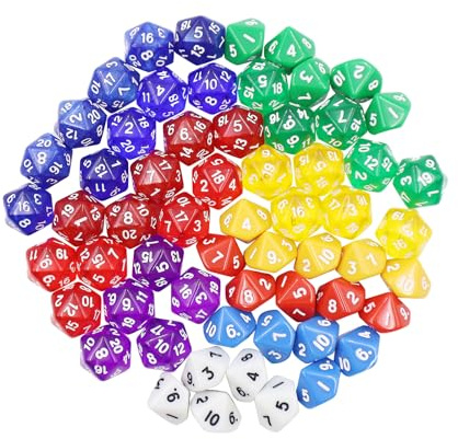 MIPIACE 60 Pièces Dés Polyédriques pour Jeux Double-Couleur Polyédriques Polyédrique Jeu de Dice Réutilisable Dés Jeu de Role Jeux de Table D10 D20 Compatible avec Jeux de rôle Donjons et Dragons
